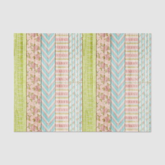 Sfeerige Cottage Chic Roze Bloem Rustieke Hout Tissuepapier (Voorkant)