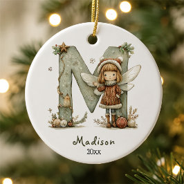 Sfeerlijke Fee Kerstmis Initiële Gepersonaliseerde Keramisch Ornament