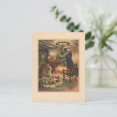 Sfeervol 18e-eeuws kersttafereel briefkaart (Staand voorkant)