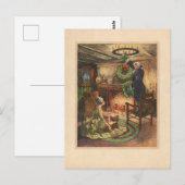 Sfeervol 18e-eeuws kersttafereel briefkaart (Voorkant / Achterkant)
