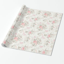 Sfeervol Antiek Roze Rozen Ivoor Taupe Cadeaupapier