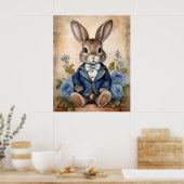 Sfeervol Antieke Konijn Jongen Poster (Keuken)