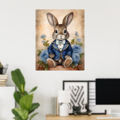Sfeervol Antieke Konijn Jongen Poster (Thuiskantoor)