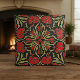 Sfeervol Art Nouveau bloemvormig medaillon#12 ID11 Tegeltje