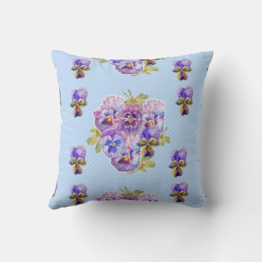 Sfeervol blauwe bloem kussen (Achterkant)