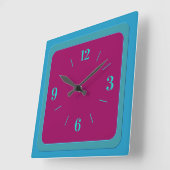 Sfeervol blauwgroene rand met cerise midden vierkante klok (Hoek)