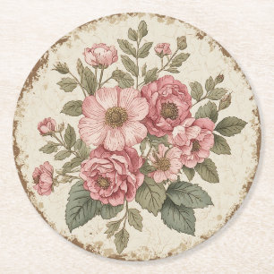 Sfeervol Bloemendesign Ronde Kartonnen Onderzetter