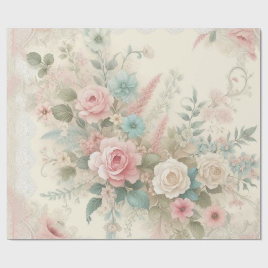 Sfeervol Blush Roze Salie Groen Boho Bloem Roos Cadeaupapier (Vlak)