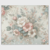 Sfeervol Blush Roze Salie Groen Boho Bloem Roos Cadeaupapier (Vlak)