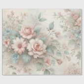 Sfeervol Blush Roze Salie Groen Boho Bloem Roos Cadeaupapier (Vlak)