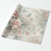 Sfeervol Blush Roze Salie Groen Boho Bloem Roos Cadeaupapier (Uitgerold)