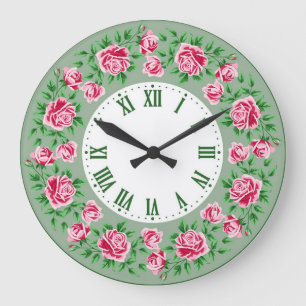 Sfeervol Franse vintage groene rode rozen  Grote Klok