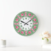 Sfeervol Franse vintage groene rode rozen Grote Klok (Huis)