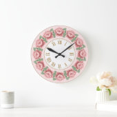 Sfeervol Franse vintage stoffige roze bloem Grote Klok (Huis)