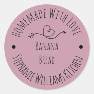 Sfeervol Gebakken met Liefde Stof Roze Gebakjes Ronde Sticker