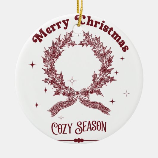 Sfeervol Kerstseizoen Vintage Keramisch Ornament (Voorkant)
