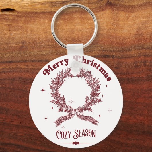Sfeervol Kerstseizoen Vintage Sleutelhanger (Achterkant)