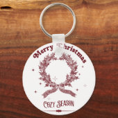 Sfeervol Kerstseizoen Vintage Sleutelhanger (Voorkant)
