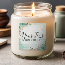 Sfeervol landelijke cottage stijl turquoise bloeme vierkante sticker