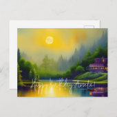 Sfeervol meer digitaal kunst verjaardag briefkaart (Voorkant / Achterkant)