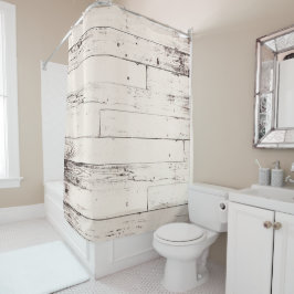 Sfeervol Off White Ivoor Hout Rustieke Boerderijst Douchegordijn