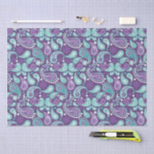 Sfeervol paars en lichtblauw paisleymotief tissuepapier (Craft)