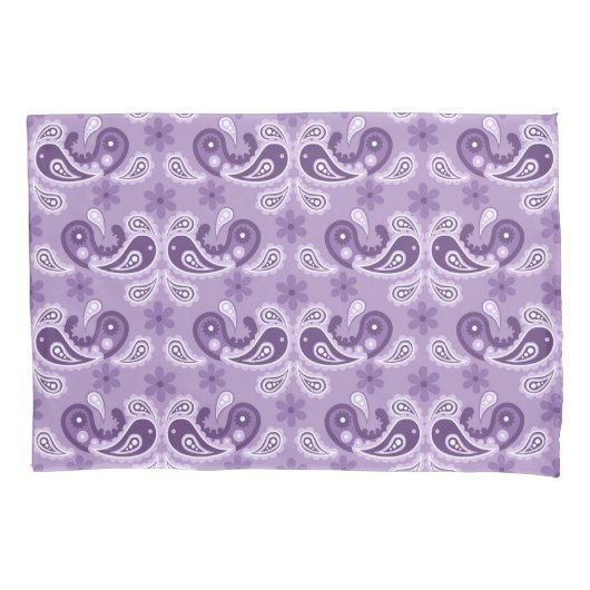 Sfeervol paars en wit paisley motief kussensloop (Voorkant)