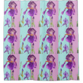 Sfeervol Paarse Iris Blauwe Violet Douchegordijn (Voorkant)