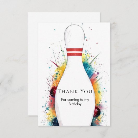 Sfeervol Retro Bowling Verjaardag Bedankkaart (Voorkant / Achterkant)