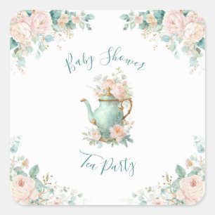 Sfeervol Romantisch Vintage Rozen Bloemend Party Vierkante Sticker