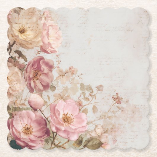 Sfeervol Romantisch Vintage Rozen Bloemfeest Kartonnen Onderzetters (Voorkant)