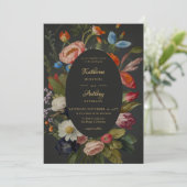 Sfeervol Romantische Gotische Rood Donkere Bloemig Kaart (Staand voorkant)