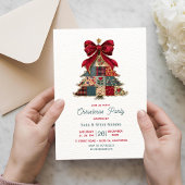 Sfeervol Rood Chic Patchwork Boog Kerstfeest Kaart