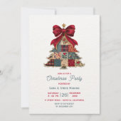 Sfeervol Rood Chic Patchwork Boog Kerstfeest Kaart (Voorkant)
