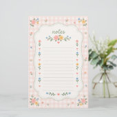 Sfeervol Roze Gingham Bloemen Briefpapier (Staand voorkant)