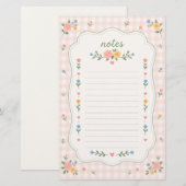 Sfeervol Roze Gingham Bloemen Briefpapier (Voorkant / Achterkant)