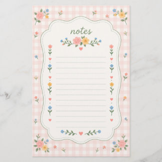 Sfeervol Roze Gingham Bloemen Briefpapier