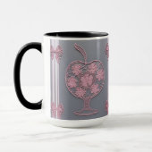 Sfeervol Roze Kant Appel Bloem Vintage Grijs Mok (Links)