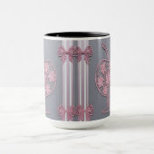 Sfeervol Roze Kant Appel Bloem Vintage Grijs Mok (Midden)