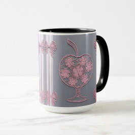 Sfeervol Roze Kant Appel Bloem Vintage Grijs  Mok