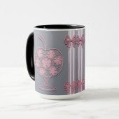Sfeervol Roze Kant Appel Bloem Vintage Grijs Mok (Voorkant links)