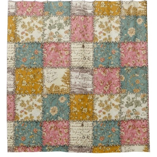Sfeervol Roze Quilt Patroon Douchegordijn (Voorkant)