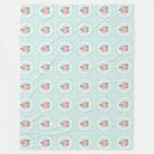 Sfeervol Roze Rozen Teal Groot Fleece Deken
