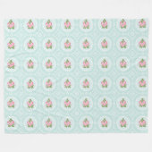 Sfeervol Roze Rozen Teal Groot Fleece Deken (Voorkant (Horizontaal))