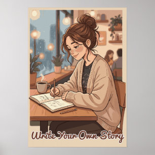 Sfeervol Schrijf Je Eigen Verhaal Dagboek Illustra Poster