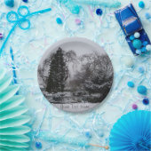 Sfeervol sneeuwlandschap met Kerstmis Papieren Bordje (Feest)