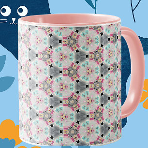 Sfeervol, Stille, Retro Roze Patroon Koffiemok Mok