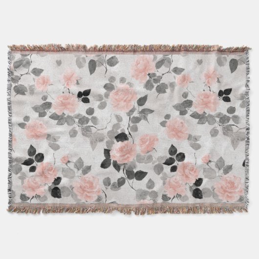 Sfeervol Vintage Bloemige Roze Rozen Elegant Deken (Voorkant)