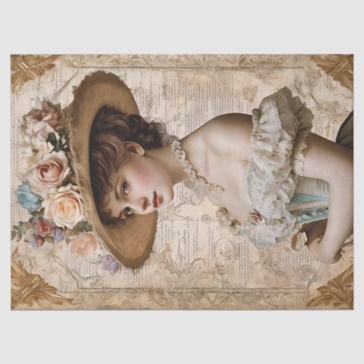 Sfeervol Vintage Victoriaanse Vrouw Tissuepapier (Voorkant)