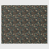 Sfeervol Winter Botanisch Patroon Kerstmis Cadeaupapier (Vlak)